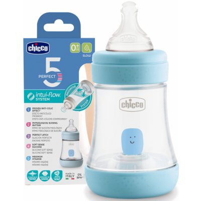 Chicco láhev kojenecká Perfect 5 silikon modrá 150 ml – Zboží Mobilmania