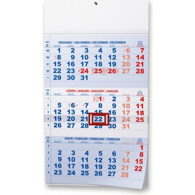 Nástěnný Tříměsíční modrý 2026 – Sleviste.cz