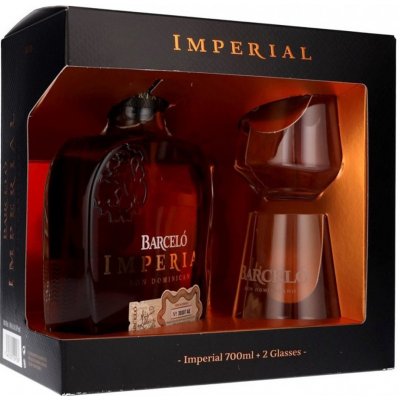 Ron Barceló Imperial 38% 0,7 l (dárkové balení 2 sklenice) – Hledejceny.cz