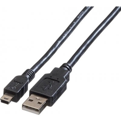 Roline 11.02.8708 USB 2.0 kabel USB A(M) - miniUSB 5pin B(M), 0,8m, černý – Zboží Živě