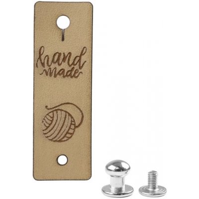 Štítek Hand made béžový s nýtkem – Zboží Dáma