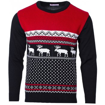 Swetry Swiateczne pánský svetr se sobem Marching Reindeer červený