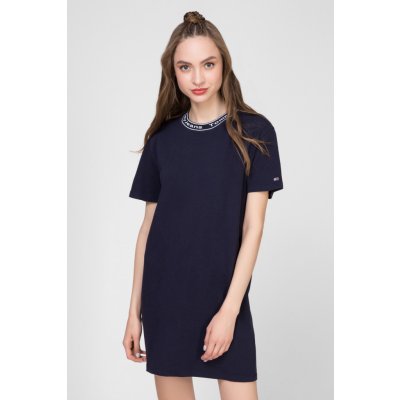 Tommy Hilfiger Tommy Jeans TJW branded neck tee dress tmavě modrá – Zbozi.Blesk.cz