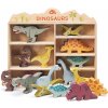 Dřevěná hračka Tender Leaf Toys dřevěná prehistorická zvířata na poličce 24 ks Dinosaurs set