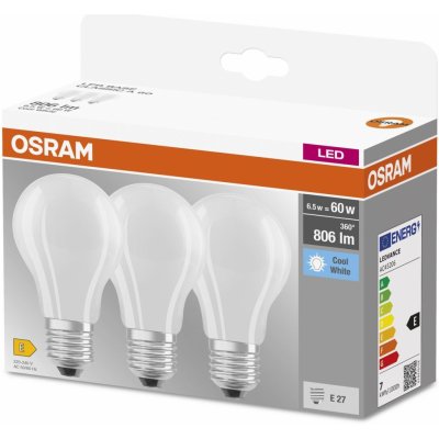 Osram Sada LED žárovek klasik, 6,5 W, 806 lm, neutrální bílá, E27, 3 ks – Hledejceny.cz