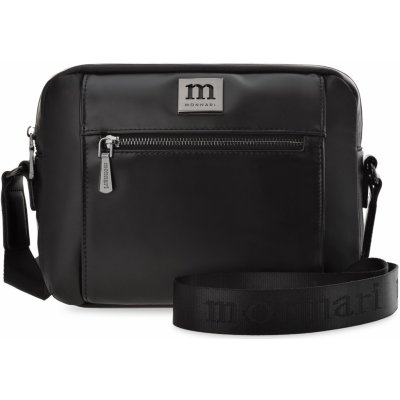 Monnari Klasická sportovní listonoška prostorná dámská kabelka se širokým pásem s logem černá