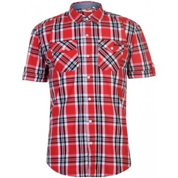 Lee Cooper ss check shirt mens red white black