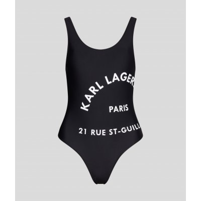 Karl Lagerfeld Logo Print Swimsuit hnědé