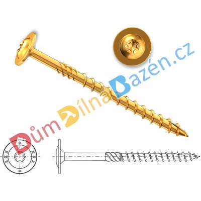 Hašpl Konstrukční vrut talířová hlava ø 8 TX40 ZŽ Rozměr: 8x220 – Hledejceny.cz