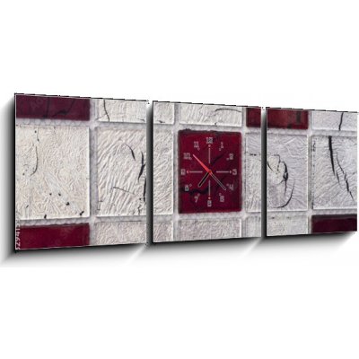Obraz s hodinami 3D třídílný - 150 x 50 cm - texture mosaic tiles textura mozaikové dlaždice – Zbozi.Blesk.cz