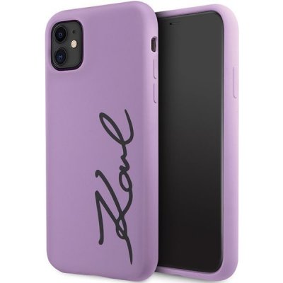 Pouzdro Karl Lagerfeld iPhone 11 / Xr Silicone Signature fialové