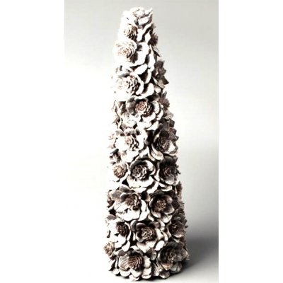 Šiškový kužel stromeček třpytivý bílá patina - 50 cm