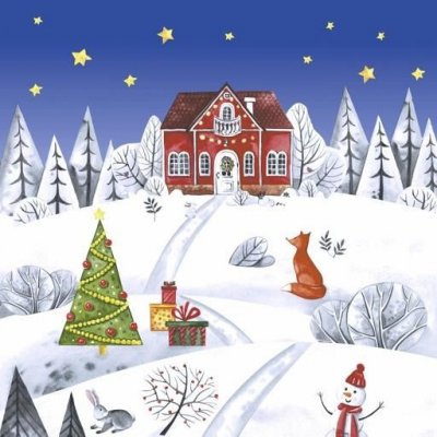 Ubrousek 33x33cm Zimní krajinka – HobbyKompas.cz