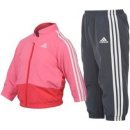 Adidas 3 Stripe Hooded Jog Suit Baby Pink White