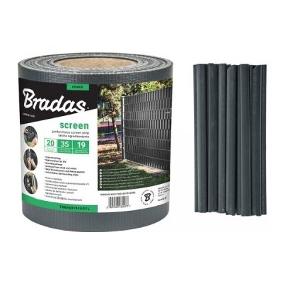 Bradas Stínící plotová páska 0,19x35m s klipy tmavě šedá – Zboží Mobilmania