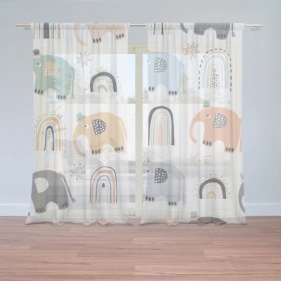 Sablio Záclony Animovaní sloni: 2ks 150x250cm – Hledejceny.cz