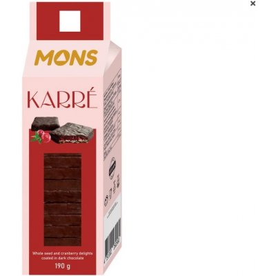 Mons Karré čtverečky ze semínek a brusinek v hořké čokoládě 190 g – Zboží Dáma