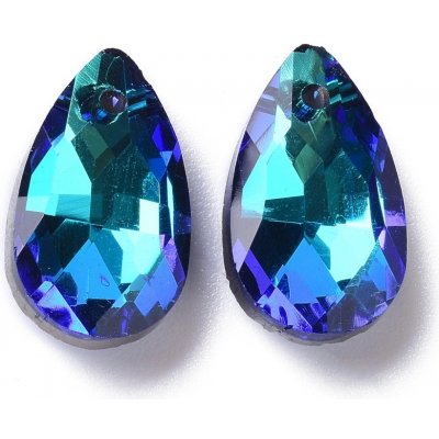 Broušený přívěsek kapka plochá 16mm modrá – Zboží Dáma