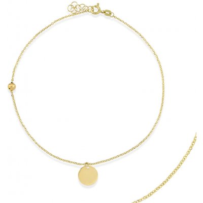 Lillian Vassago Zlatý řetízek na nohu s placičkou a kuličkou LLV22-GBL017Y – Zbozi.Blesk.cz