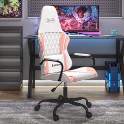 VidaXL Herní židle bílá a růžová umělá kůže