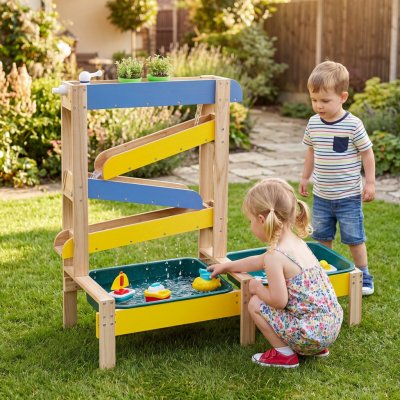Costway Dřevěná vodní dráha se 2 bazénky a příslušenstvím COLOR – Hledejceny.cz