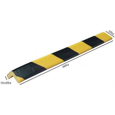 Černo-žlutý polyuretanový ochranný pás (roh) - délka 5 m, šířka 4,7 cm, tloušťka 1,2 cm – Zbozi.Blesk.cz