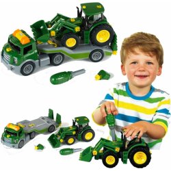 KLEIN 3908 auto s traktorem JOHN DEERE 6215R čelním nakladačem a nářadím