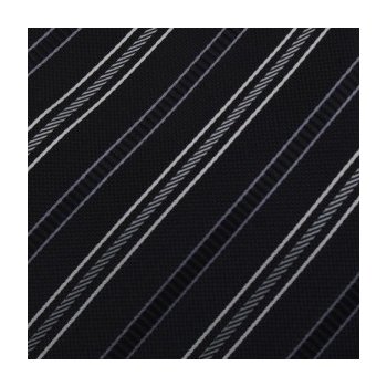 Černá mikrovláknová kravata s proužky bílá