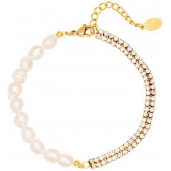 Ornamenti pozlacený Pearls Zirconia gold OOR300013