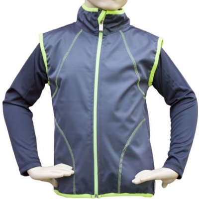 Vesta softshell letní tmavě šedá, lemovka zeleno-žlutá – Zboží Mobilmania