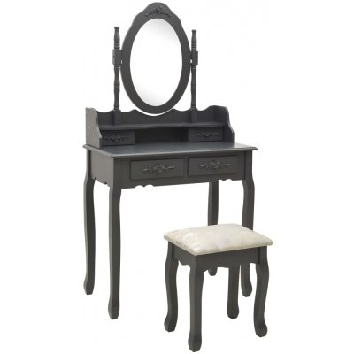Prolenta Premium toaletní stolek s taburetem šedý 75x69x140 cm dřevo paulovnie