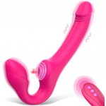 SuperLove Strapless Strap On with Dual Vibrations Flapping & Remote – Zboží Dáma