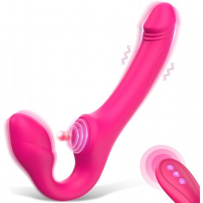 SuperLove Strapless Strap On with Dual Vibrations Flapping & Remote – Zboží Dáma