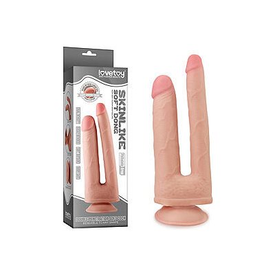 LoveToy Skinlike Double Penetration Soft Cock, dvojité dildo na dvojité proniknutí – Zboží Mobilmania