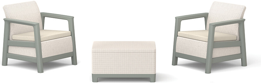 Keter Scandi set dvě křesla + úložný stůl béžovo šedý 264044