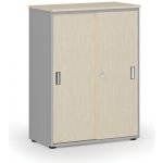 Primo Kancelářská skříň se zasouvacími dveřmi GRAY, 1087 x 800 x 420 mm, šedá/bříza – Zboží Mobilmania