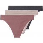 esmara Dámské bezešvé kalhotky Tanga 3 kusy navy modrá světle šedá bílá – Zboží Mobilmania