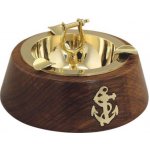 Sea Club popelník Stolní dřevo/mosaz 12 cm - mosazná intarzie kotvy 9462 – Zboží Dáma