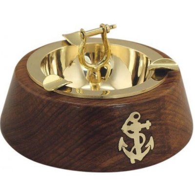 Sea Club popelník Stolní dřevo/mosaz 12 cm - mosazná intarzie kotvy 9462 – Zboží Dáma
