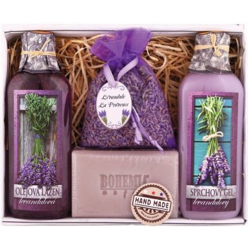 Bohemia Herbs Lavender La Provence sprchový gel 100 ml + Olejová lázeň 100 ml + Mýdlo 100 g + bylinky levandule v sáčku dárková sada