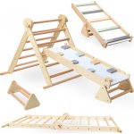Mamabrum Dřevěné žebřík + lezecká stěna + kladina - Piklerův trojúhelník – Zbozi.Blesk.cz