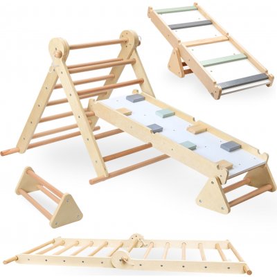 Mamabrum Dřevěné žebřík + lezecká stěna + kladina - Piklerův trojúhelník – Zbozi.Blesk.cz