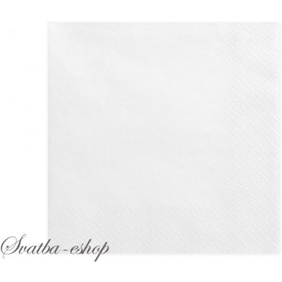 PartyDeco Ubrousek bílý 20 ks - bílé ubrousky na slavnostní svatební tabuli