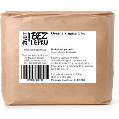 Život bez lepku Ovesná krupice 1 kg – Zboží Dáma