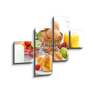 Obraz 4D čtyřdílný - 120 x 90 cm - Healthy breakfast on the table Zdravá snídaně na stole – Hledejceny.cz