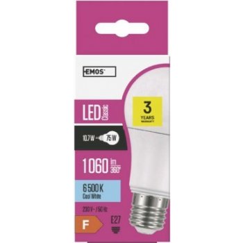 Emos LED žárovka Classic A60 E27 10,7W=75W studená bílá ZQ5152