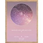 Plakát s hvězdnou oblohou - růžový Rozměr plakátu: A4 (21 x 29,7 cm), Rámeček: Dřevěný rámeček, Počet osob, Text: 2 osoby zobrazený text – Hledejceny.cz