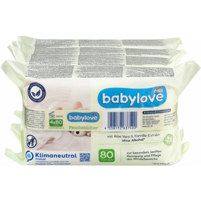 Babylove vlhčené ubrousky aloe vera 320 ks