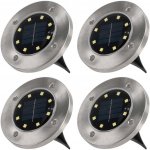 Set solárních vestavěných LED svítidel 4 ks 3 x LED dioda nerez 12 cm – Hledejceny.cz