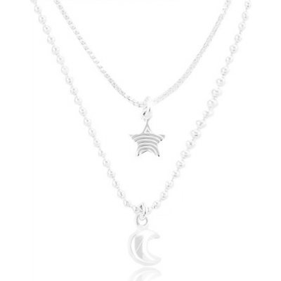 Šperky eshop ze stříbra zdvojený řetízek hvězda a měsíc SP87.09 – Zboží Mobilmania